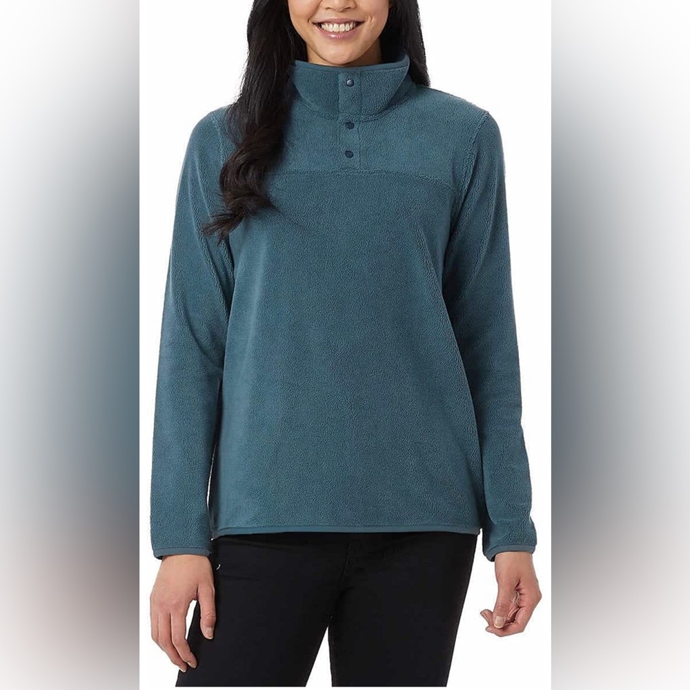 32 DEGREES Green Fleece snap closure sweater Women Size Medium